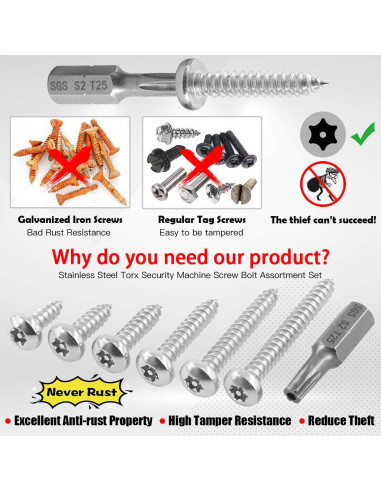 Hilitchi 50 Tornillos de Cabeza Redonda Torx Acero Inoxidable 38mm