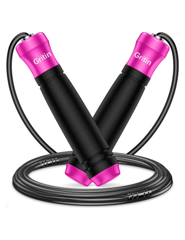 Cuerda de Saltar Gritin 3M Ajustable con Mango de Espuma Rosa