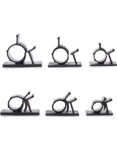 100 Clips de Cable Autoadhesivos Rustark - 3 Tamaños Ajustables