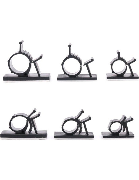 100 Clips de Cable Autoadhesivos Rustark - 3 Tamaños Ajustables