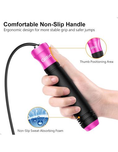 Cuerda de Saltar Gritin 3M Ajustable con Mango de Espuma Rosa