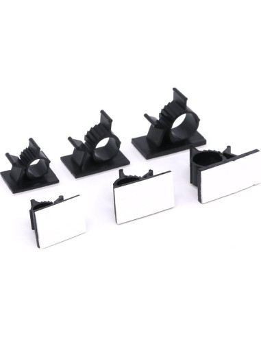 100 Clips de Cable Autoadhesivos Rustark - 3 Tamaños Ajustables