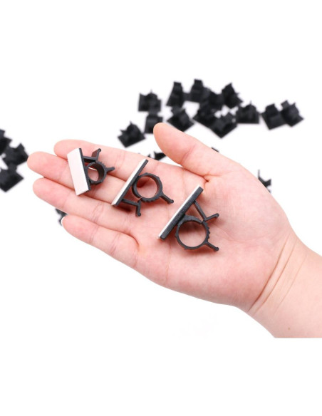 100 Clips de Cable Autoadhesivos Rustark - 3 Tamaños Ajustables
