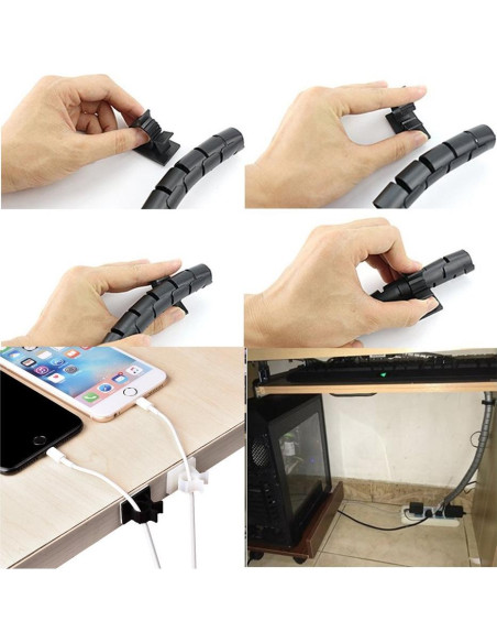 100 Clips de Cable Autoadhesivos Rustark - 3 Tamaños Ajustables