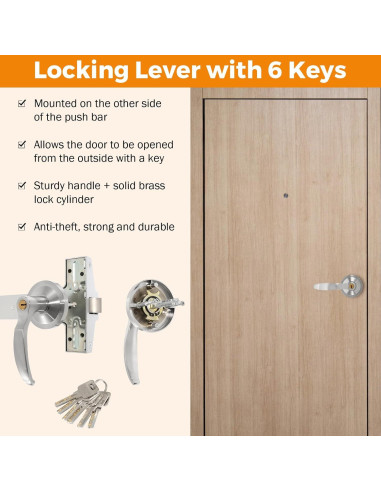 Dispositivo de Salida de Emergencia BEAMNOVA 70 cm con Cerradura