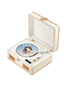 Reproductor de CD Portátil Tatyria Blanco con Bluetooth y Control Remoto