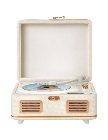 Reproductor de CD Portátil Tatyria Blanco con Bluetooth y Control Remoto