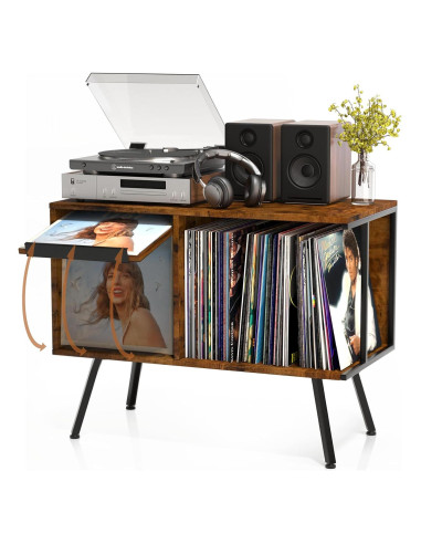 Soporte para Tocadiscos Faesun CPJ-1 con Tapa Abatible y Almacenamiento para 250 Álbumes