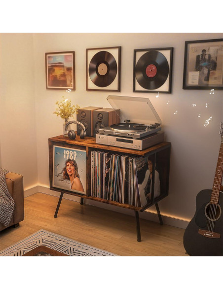 Soporte para Tocadiscos Faesun CPJ-1 con Tapa Abatible y Almacenamiento para 250 Álbumes