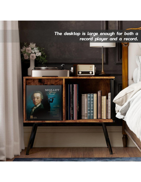 Soporte para Tocadiscos Faesun CPJ-1 con Tapa Abatible y Almacenamiento para 250 Álbumes