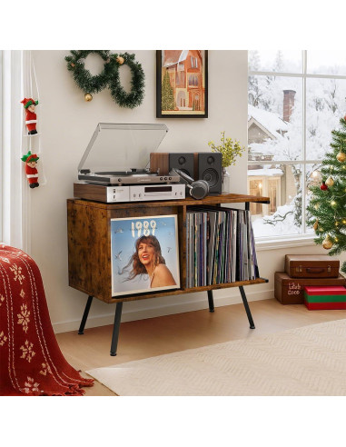 Soporte para Tocadiscos Faesun CPJ-1 con Tapa Abatible y Almacenamiento para 250 Álbumes