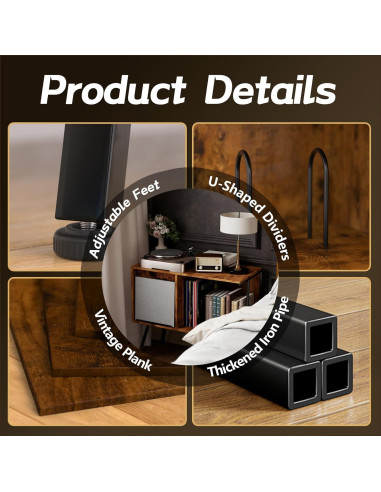 Soporte para Tocadiscos Faesun CPJ-1 con Tapa Abatible y Almacenamiento para 250 Álbumes