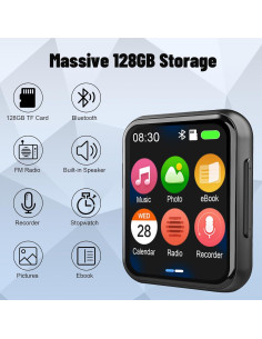 Reproductor MP3 AiMoonsa D30 128GB Bluetooth 5.3 Pantalla Táctil 2