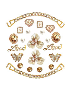 Encantos de Zapatos Brillantes BOAJUNWU - 20 Piezas + Cadenas