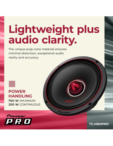 Altavoces Pioneer TS-M801PRO 8" 700W para Coche - Par