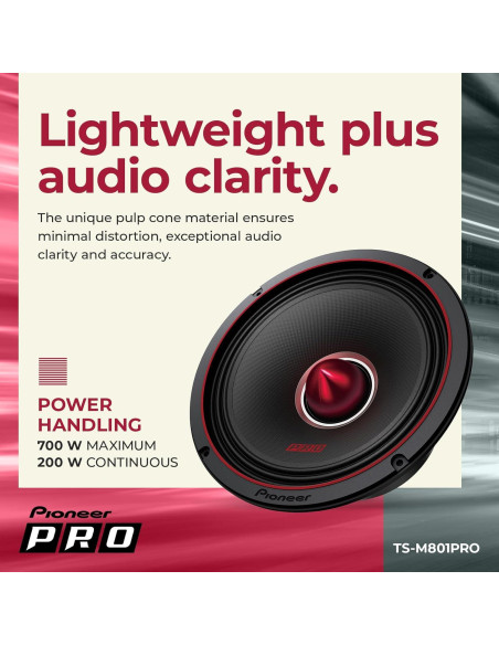Altavoces Pioneer TS-M801PRO 8" 700W para Coche - Par