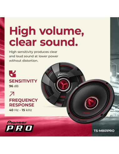 Altavoces Pioneer TS-M801PRO 8" 700W para Coche - Par