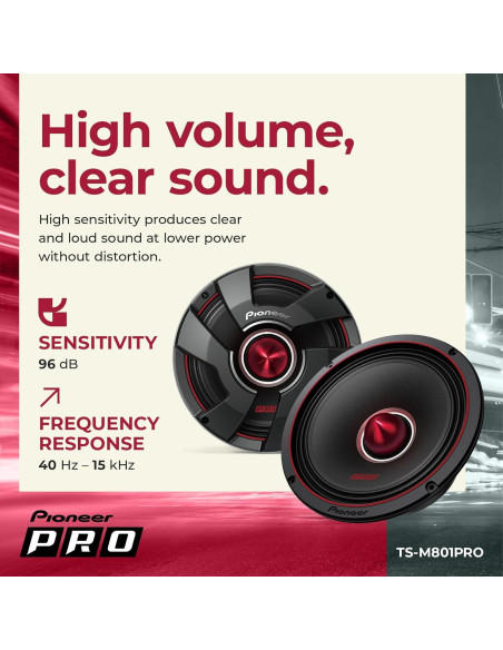 Altavoces Pioneer TS-M801PRO 8" 700W para Coche - Par