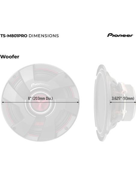 Altavoces Pioneer TS-M801PRO 8" 700W para Coche - Par