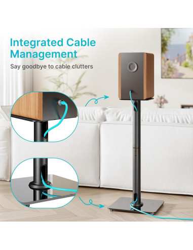 Soportes de Altavoces PEGZONE HWS1007BK, 76.4 CM, 24.95 KG, Negro