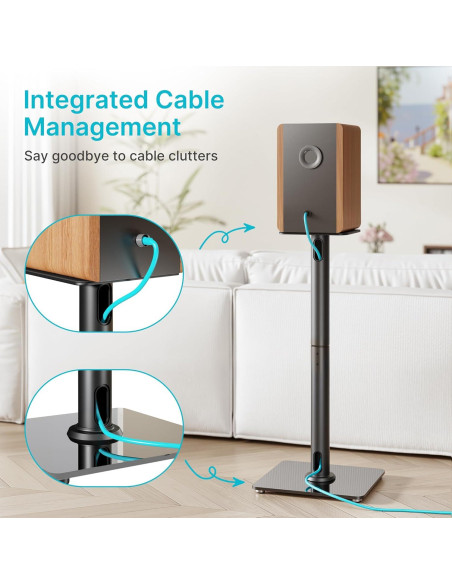 Soportes de Altavoces PEGZONE HWS1007BK, 76.4 CM, 24.95 KG, Negro