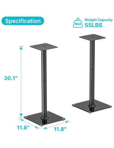 Soportes de Altavoces PEGZONE HWS1007BK, 76.4 CM, 24.95 KG, Negro