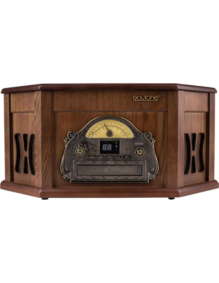 Sistema de Tocadiscos Boytone BT-25MB Madera Natural 8-en-1