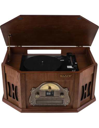 Sistema de Tocadiscos Boytone BT-25MB Madera Natural 8-en-1