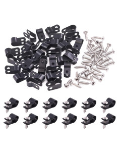 Clips de Cable de Plástico Nylon Swpeet 120 Piezas 8 mm Negro