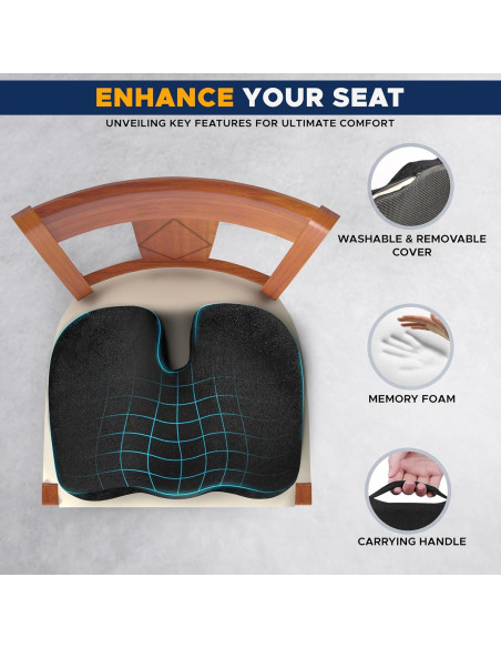 Cojín de Asiento Ortopédico EcoNour ENGEOC de Espuma de Memoria
