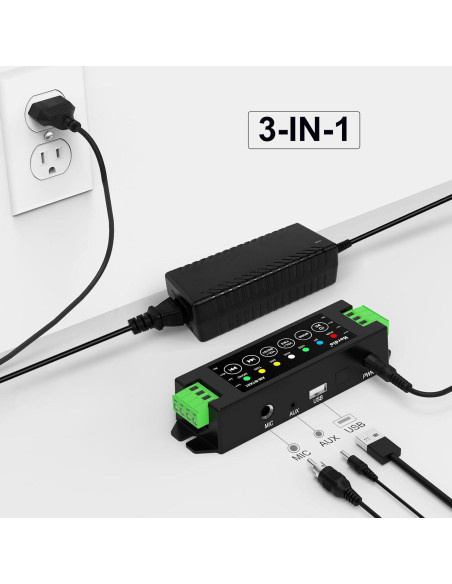 Amplificador Herdio 4 Canales Bluetooth 5.0 200W Montaje Pared