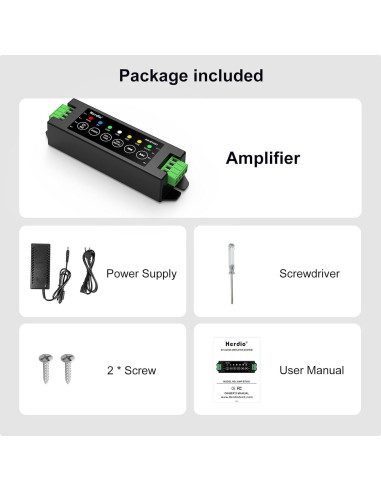 Amplificador Herdio 4 Canales Bluetooth 5.0 200W Montaje Pared