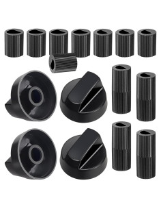 Paquete de 4 Perillas de Control Negras KINYFY con 12 Adaptadores