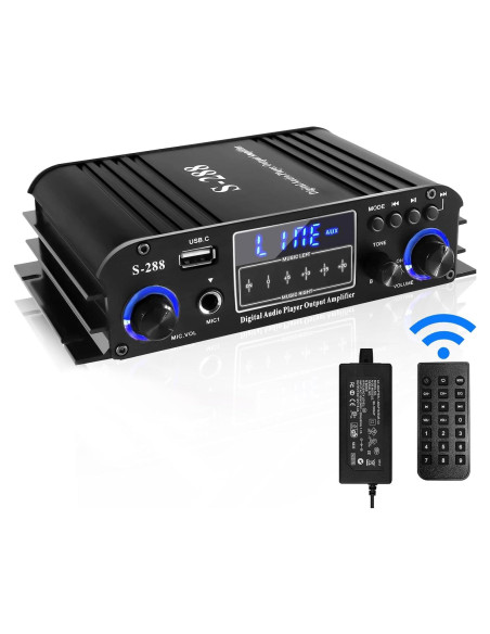 Amplificador Estéreo Bluetooth Eifotoric S288 4 Canales 50Wx4