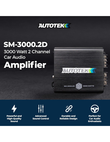 Amplificador de audio Autotek 3000W 2 canales Clase D