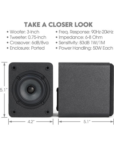 Altavoces Pasivos Micca COVO-S 3" Woofer 0.75" Tweeter Negro