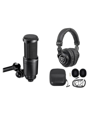 Micrófono de Estudio Audio-Technica AT2020 + Auriculares Rockville PRO-M50