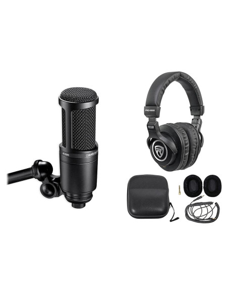 Micrófono de Estudio Audio-Technica AT2020 + Auriculares Rockville PRO-M50