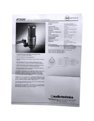 Micrófono de Estudio Audio-Technica AT2020 + Auriculares Rockville PRO-M50