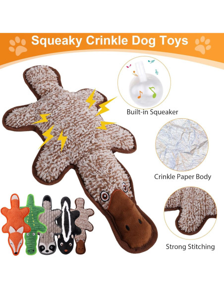 Paquete de 5 Juguetes para Perros Eneston Sin Relleno Multicolor