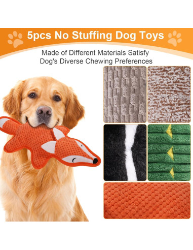 Paquete de 5 Juguetes para Perros Eneston Sin Relleno Multicolor