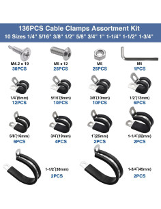 Kit de Abrazaderas de Cable Taiss 136PCS Acero Inoxidable 304 2