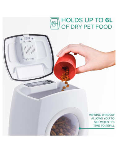 Dispensador Automático de Comida Arf Pets 6L para Mascotas