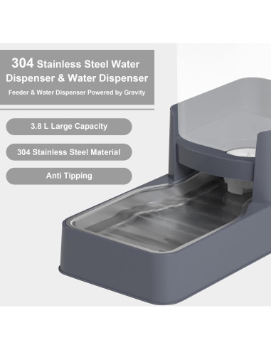 Comedero y dispensador de agua Wefeedy 3.78L acero inoxidable