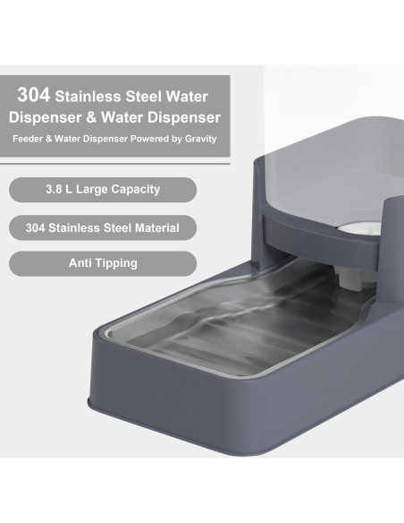 Comedero y dispensador de agua Wefeedy 3.78L acero inoxidable