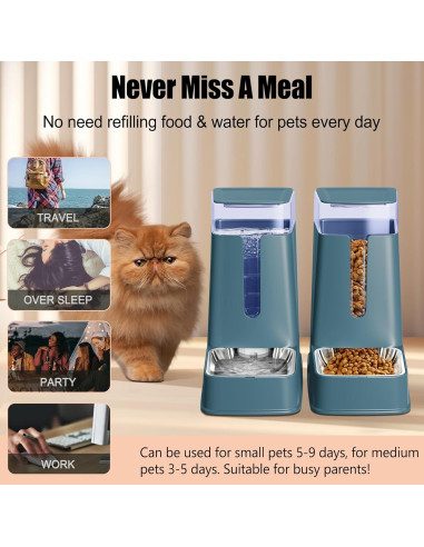 Juego de dispensadores automáticos de comida y agua Meowyoyo 1.66kg