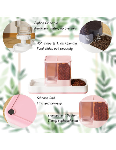Dispensador Automático de Comida y Agua Tfwadmx 2 en 1 Rosa
