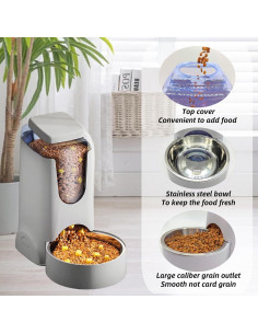 Comedero Gravitacional Hamiledyi 2.8L Acero Inoxidable Gris 2