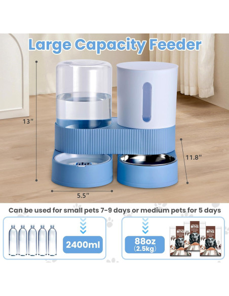 Comedero Automático Pawzone para Gatos y Perros 2.6L Azul