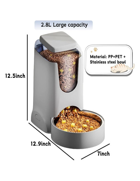 Comedero Gravitacional Hamiledyi 2.8L Acero Inoxidable Gris